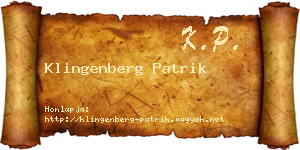 Klingenberg Patrik névjegykártya